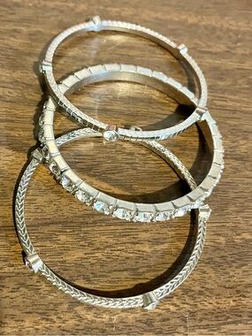 Silver Crystal Stackable Bracelet Set - Women Accessories